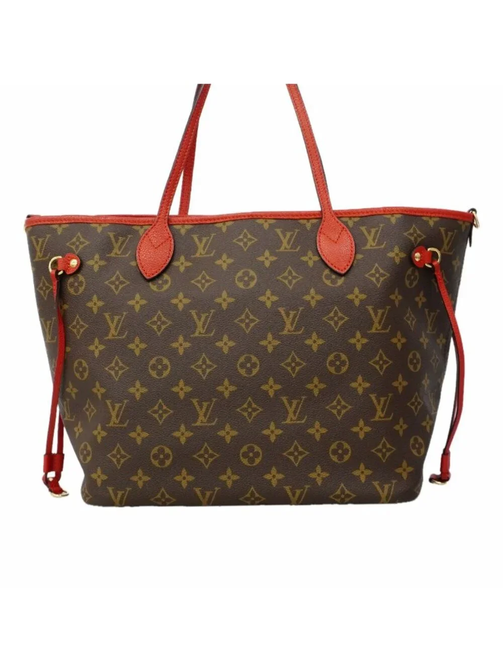 Louis Vuitton Tote Monogram Neverfull Inside Out MM Brown Sari Red 2-Way